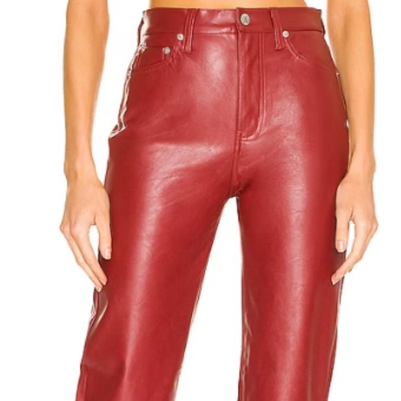 Pistola Cassie Super High Rise Straight Pant | Size 25 | Red Leather - Picture 1 of 3